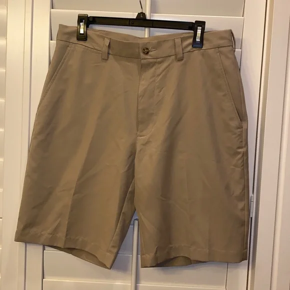 PGA Tour Shorts Mens Pga Tour Khaki Golf Shorts Size 32w